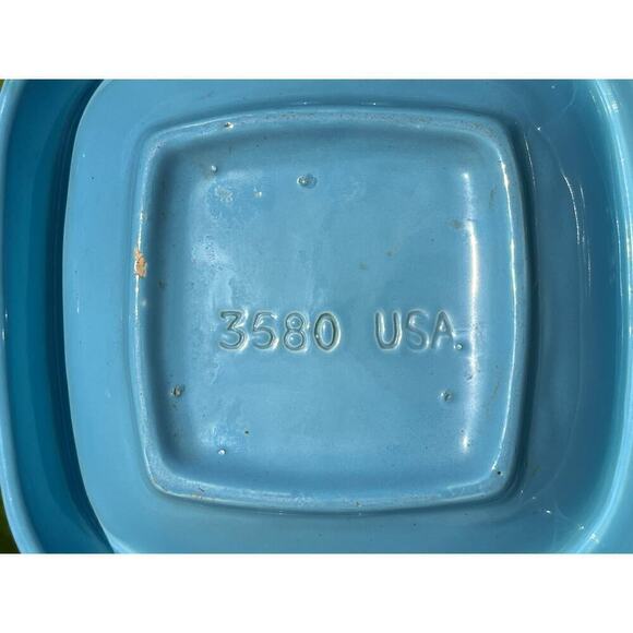 Vintage Ceramic Pottery Square Ashtray. USA 3580. Blue.Gold. Smoker. Bar Decor - Picture 5 of 7